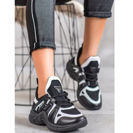 SHELOVET Comode scarpe da ginnastica alla moda bianca nero 1