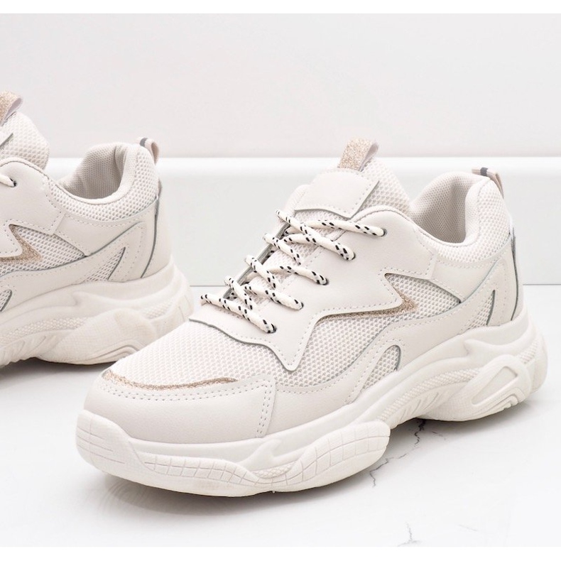 Scarpe sportive da donna alla moda beige 7939-SP 1