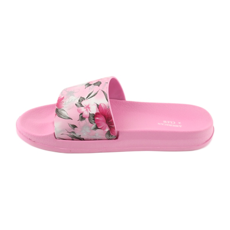Pantofole rosa American Club profilate a fiori bianco grigio verde 2