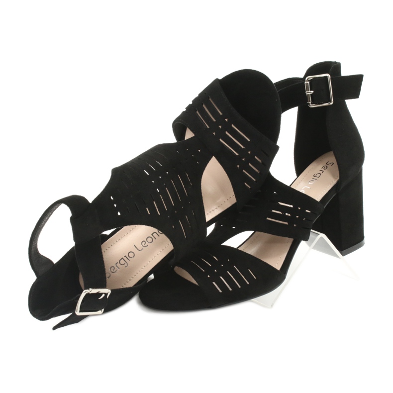 Sandali con tomaia in camoscio Sergio Leone SK903 nero 5