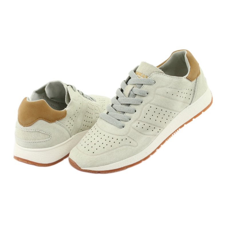 Scarpe sportive in pelle American Club AA04 beige 3
