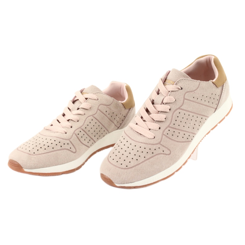 American Club AA06 scarpe sportive da donna in pelle, rosa cipria 3