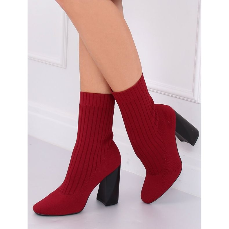 Stivaletti calzino con gambo bordeaux X8037 Wine Red - Ii Gat rosso 1