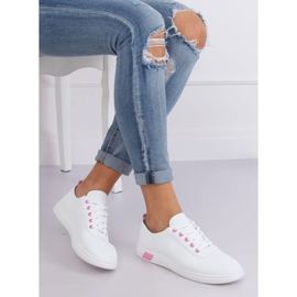 Sneakers stringate bianche e rosa BB77 Fushia bianca 1