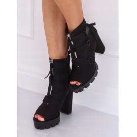 Stivali open toe su piattaforma nera NS123P Black nero 2