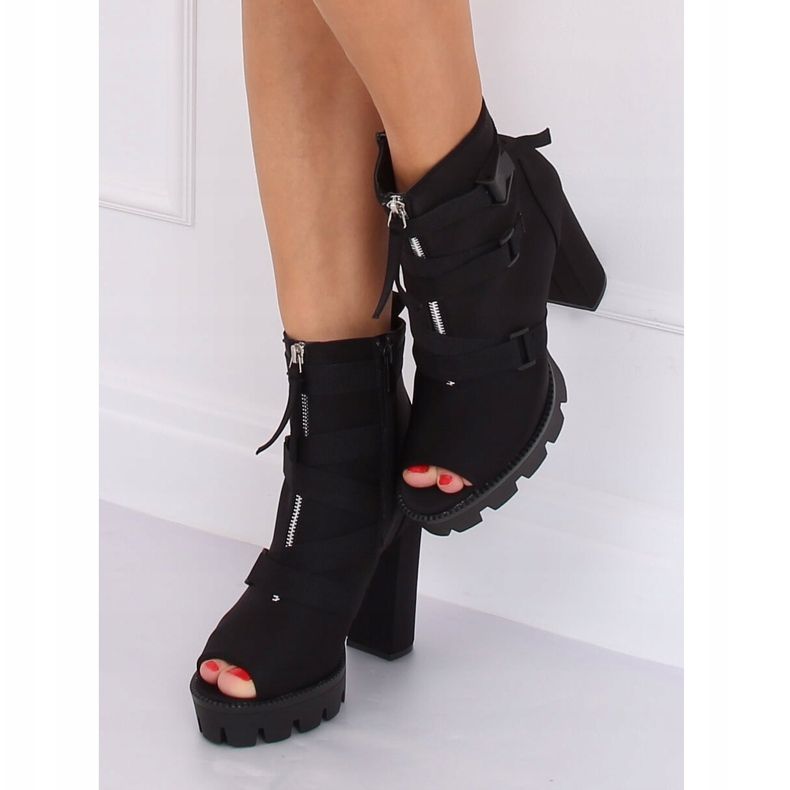 Stivali open toe su piattaforma nera NS123P Black nero 2