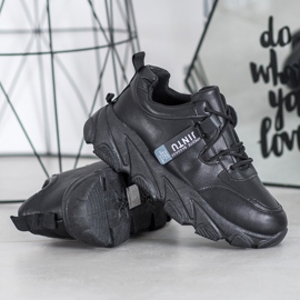 Bella Paris Sneakers nere con lacci nero 1