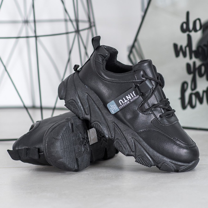 Bella Paris Sneakers nere con lacci nero 1