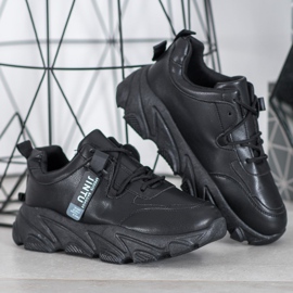 Bella Paris Sneakers nere con lacci nero 2