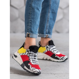 SHELOVET Sneakers sulla piattaforma con stampa zebrata multicolore 1