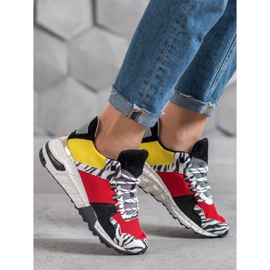 SHELOVET Sneakers sulla piattaforma con stampa zebrata multicolore 2