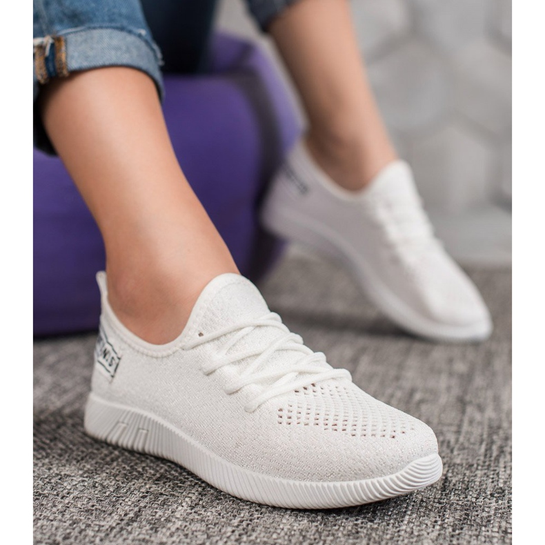 SHELOVET Sneakers in tessuto traforato bianco 2