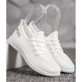 SHELOVET Sneakers in tessuto traforato bianca 5