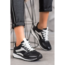 SHELOVET Scarpe nere legate bianco nero 2