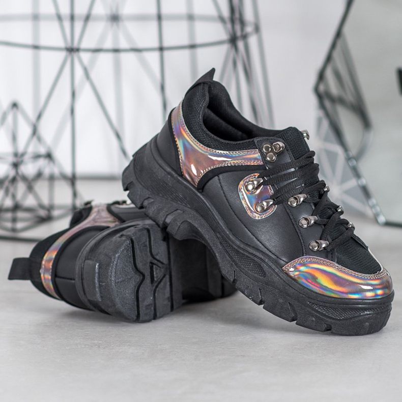Weide Scarpe nere con effetto olografico nero 1