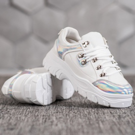 Weide Scarpe bianche con effetto olografico bianco 1