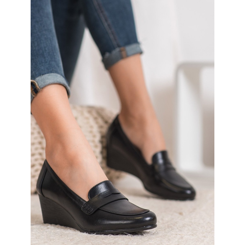 Mocassini con zeppa VINCEZA nero 2