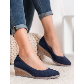 Ballerine blu navy sulla zeppa VINCEZA 1