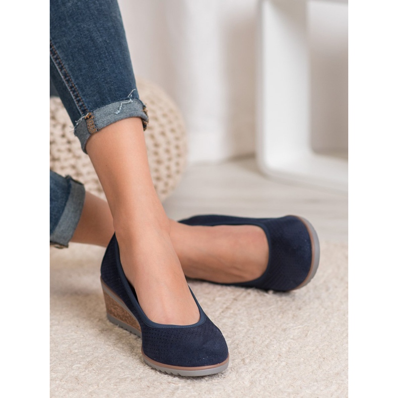 Ballerine blu navy sulla zeppa VINCEZA 2