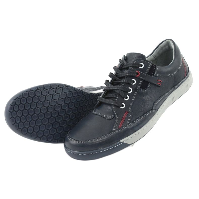 Scarpe sportive da uomo in pelle Riko 835, blu navy 5