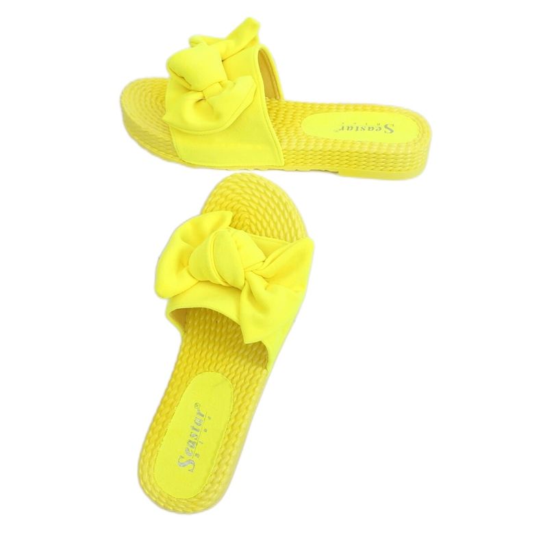 Pantofole da donna gialle con fiocco YQ225P Fluoresceina giallo 2