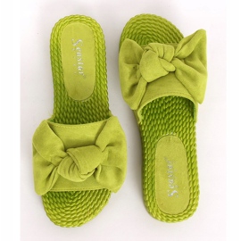 Pantofole da donna verdi con fiocco YQ225P Green verde 2