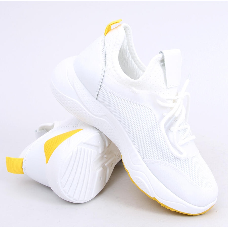 Scarpe sportive in rete bianca B0-547 Giallo 1