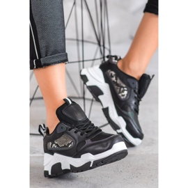 Bella Paris Sneakers in ecopelle nero multicolore 2