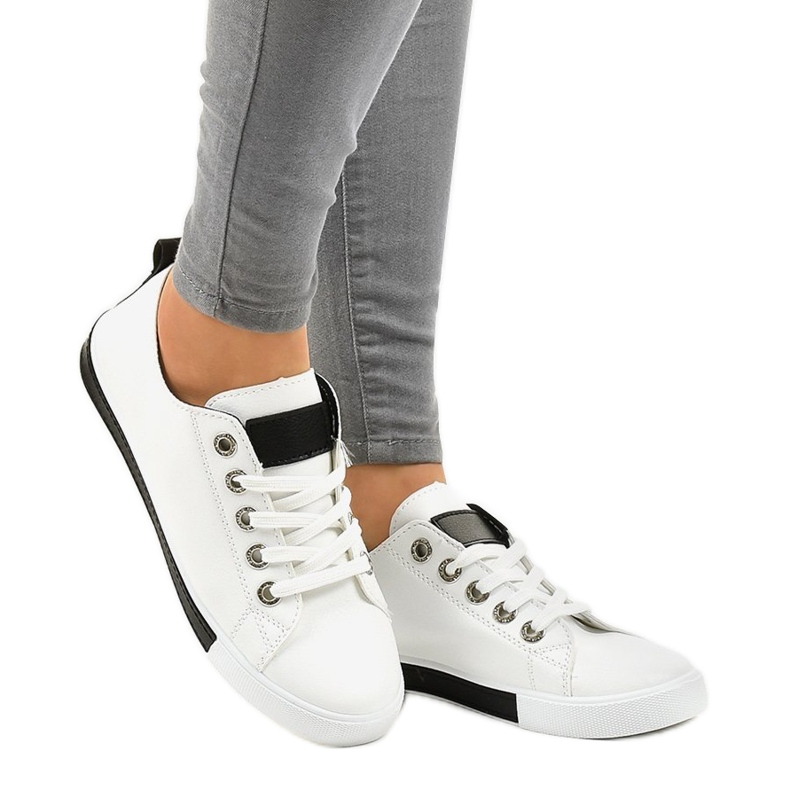 1016 sneakers classiche bianche bianco nero 2