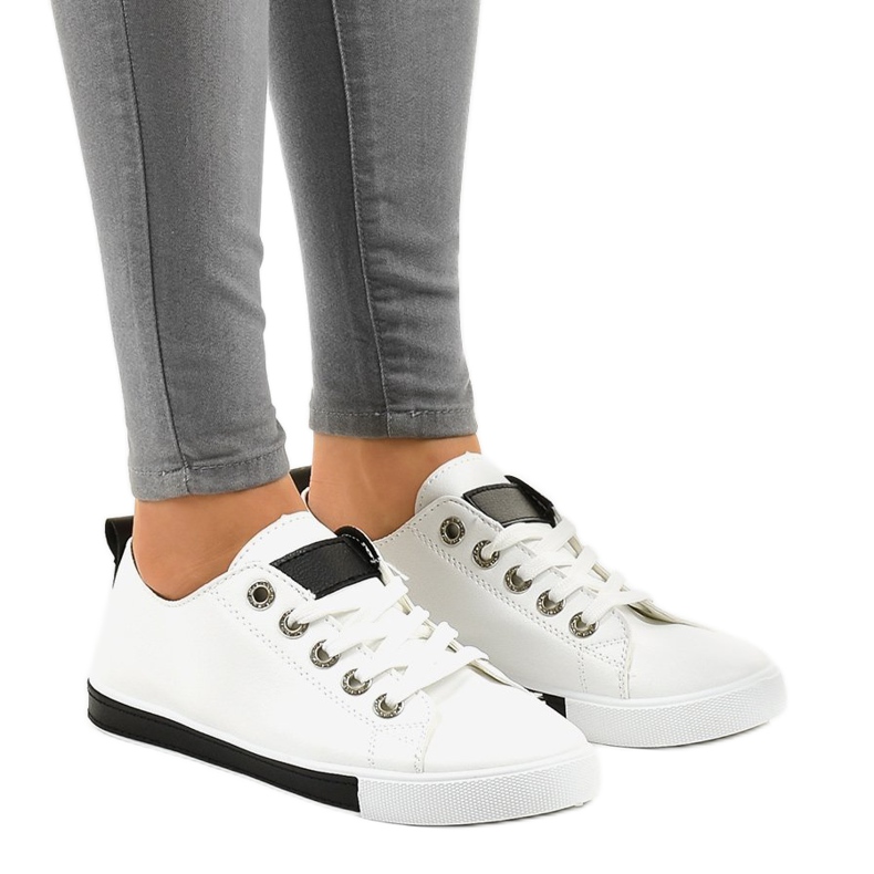 1016 sneakers classiche bianche bianco nero 1