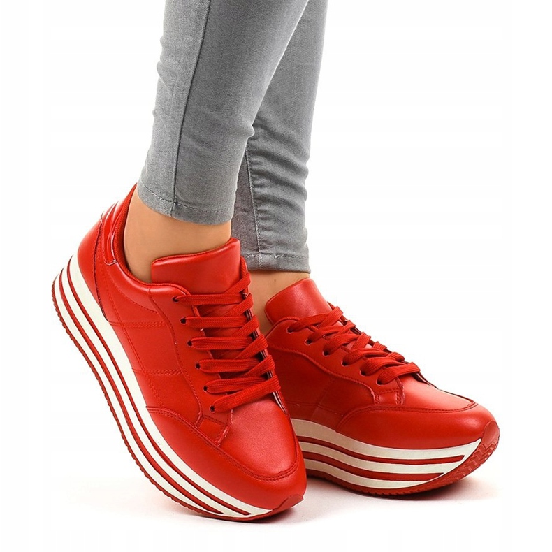 Scarpe sportive da donna alla moda rosse 230-4 rosso 1