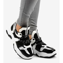 Sneakers da donna bianche e nere CB-136 bianco nero 2