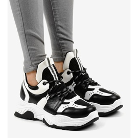 Sneakers da donna bianche e nere CB-136 bianco nero 1