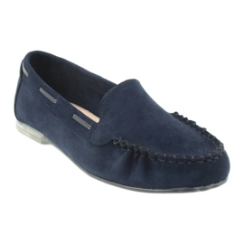 Mocassini da donna in camoscio Sergio Leone 722 blu navy 1