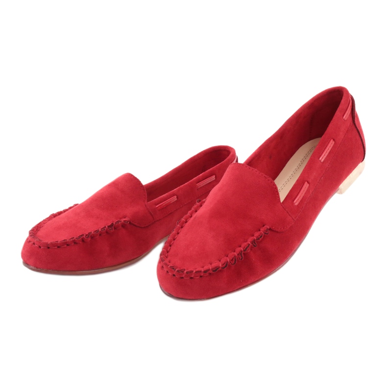 Mocassini da donna in camoscio Sergio Leone 722 rosso 4