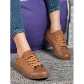 SHELOVET Sneakers in pelle scamosciata marrone 2