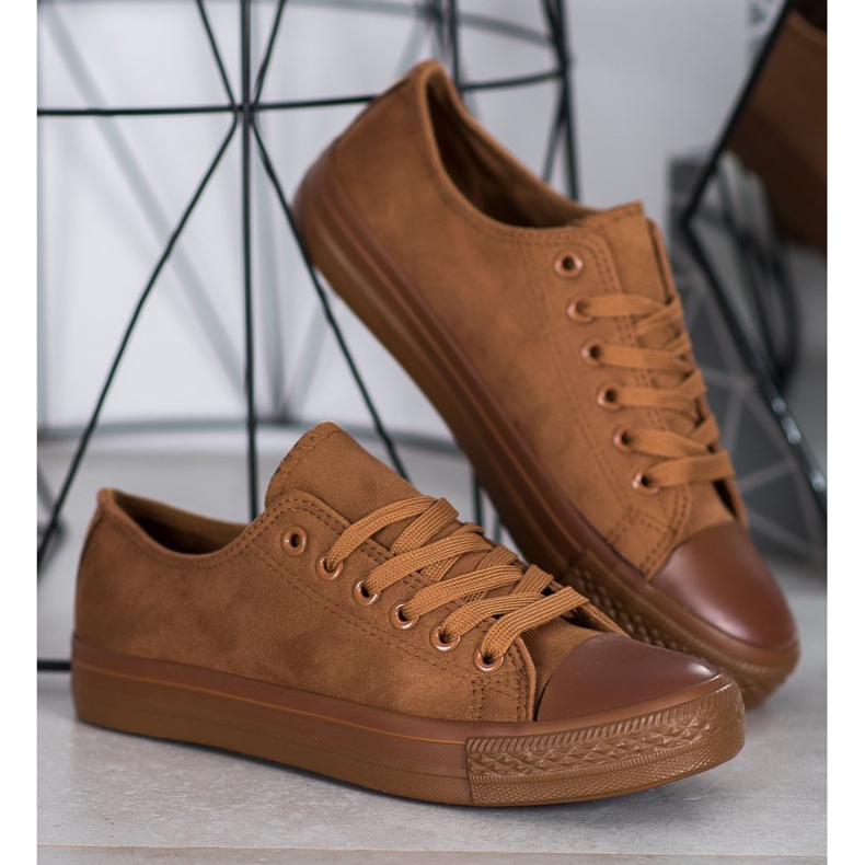 SHELOVET Sneakers in pelle scamosciata marrone 1