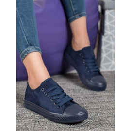 SHELOVET Sneakers in pelle scamosciata blu navy blu 1