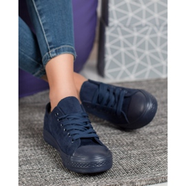 SHELOVET Sneakers in pelle scamosciata blu navy blu 2