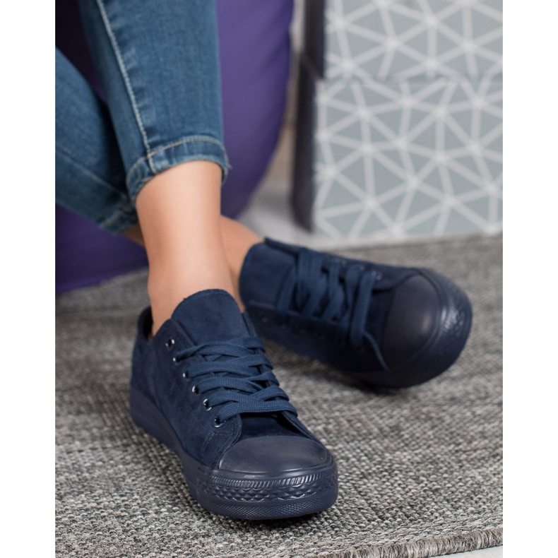 SHELOVET Sneakers in pelle scamosciata blu navy blu 2