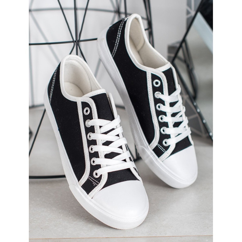SHELOVET Scarpe da ginnastica nere bianco nero 2