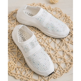 SHELOVET Scarpe Slip-on Con Cristalli bianco 2