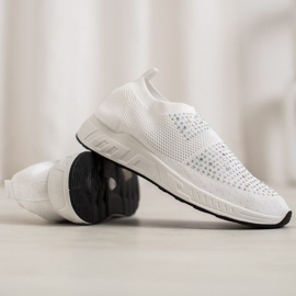 SHELOVET Scarpe Slip-on Con Cristalli bianco 1