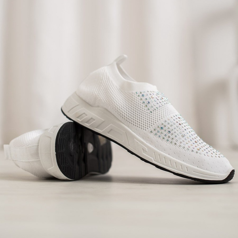 SHELOVET Scarpe Slip-on Con Cristalli bianca 1