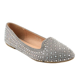 Mocassini ballerine grigie decorate con F160 grigio 1