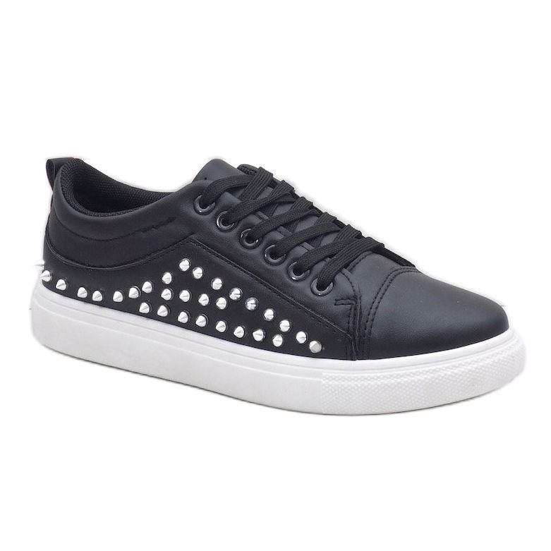 Sneakers nere con borchie 1781-1 nero 1