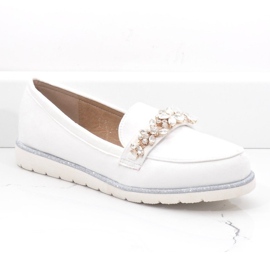 Scarpe slip-on bianche con zirconi G-9237 bianco 1