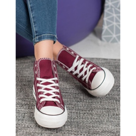 SHELOVET Sneakers alte in tessuto rosso 2