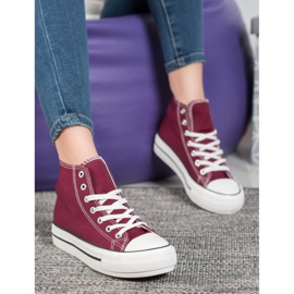 SHELOVET Sneakers alte in tessuto rosso 1