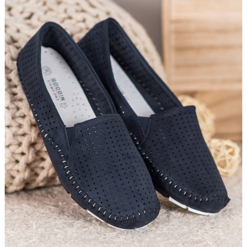 Goodin Scarpe slip-on traforate blu 2